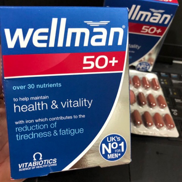 Wellman 50+วิตามินรวมสำหรับผู้ชายที่มีอายุ 50 ปีขึ้นไป