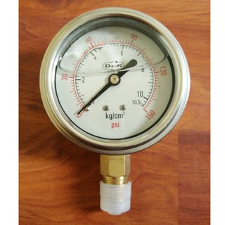 เกจ์วัดแรงดัน Pressure Gauge ชนิดน้ำมัน สแตนเลส 316L เกลียวทองเหลือง