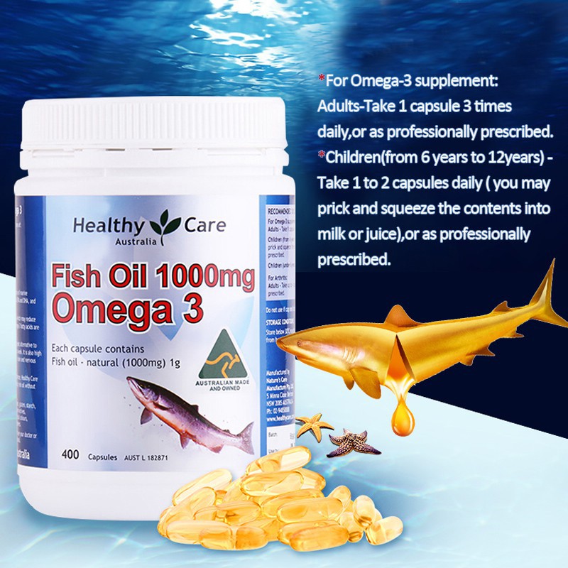 ของแท้ !! Australia Healthy Care Fish Oil 1000mg 400 Capsules