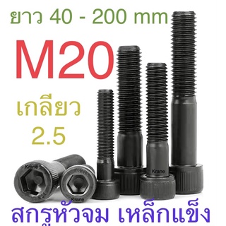 สกรูหัวจม ดำ M20 เกลียว 2.5 ยาว 40 - 200มิล