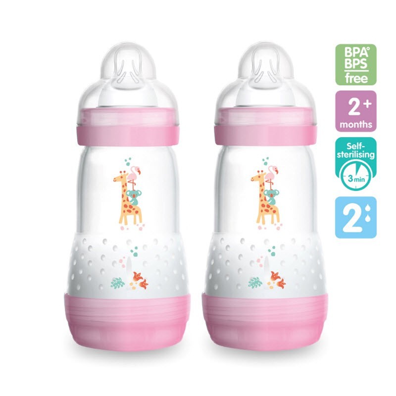 MAM ขวดนม ป้องกันโคลิค 9 ออนซ์ (260ml) 2 ขวด (มี 3 สี) B726