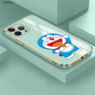 IPhone 13 12 Pro MAX Mini เข้ากันได้ ไอโฟน สำหรับ Case Electroplated Doraemon เคส เคสโทรศัพท์ เคสมือถือ