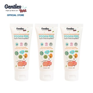 [แพ็คx3] Gentles Tots-ยาสีฟันเด็กออร์แกนิค สูตรBaby 3เดือน+(กลิ่นแอปเปิ้ลเขียว)Babys 1st Organic Certified Tooth Gel