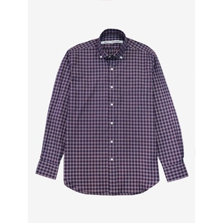 [JBB*] RED NAVY CHECK BUTTON-DOWN CLUB COLLAR SHIRT เจบีบี เชิ้ต ผ้าคอตตอน แขนยาว แบบผ่าหน้า