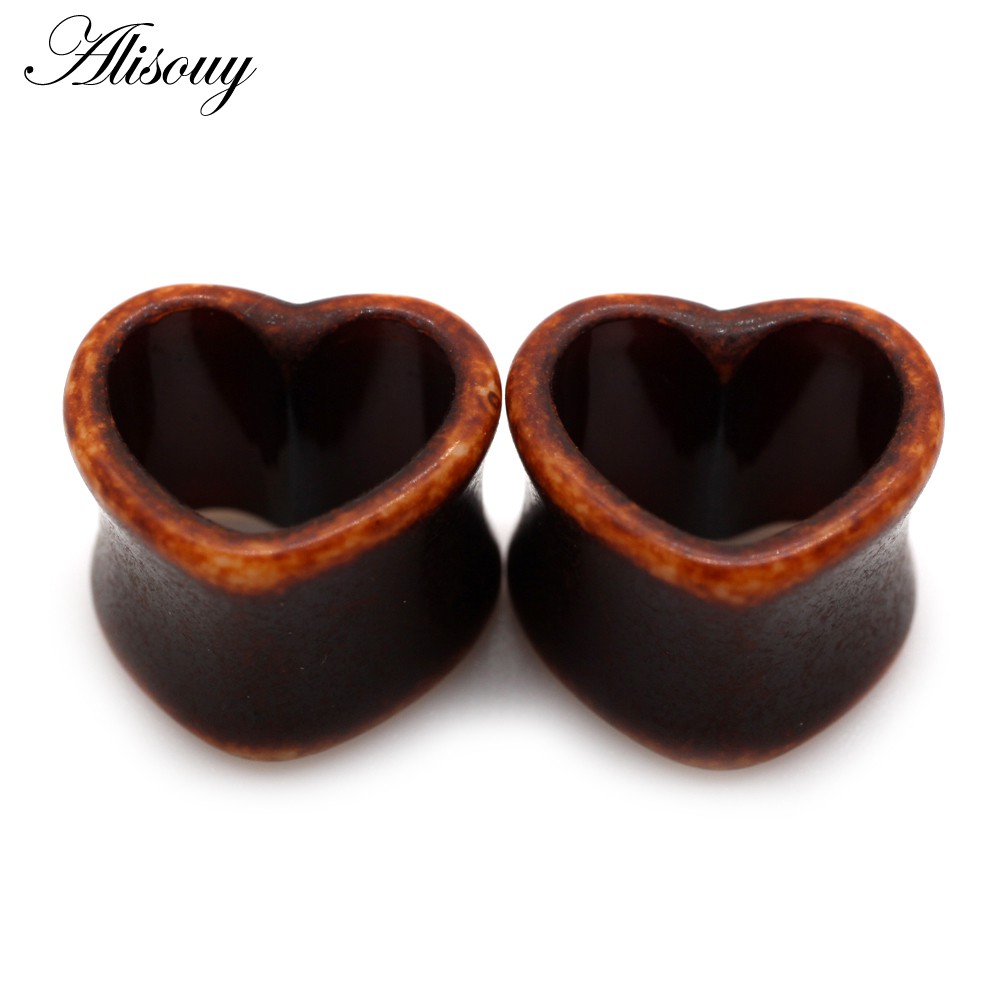 Alisouy 2 ชิ้น 4 มม.-25 มม. สีขาว สีดํา สีน้ําตาล หัวใจ อะคริลิค ปลั๊กอุโมงค์ ยืดเนื้อ เกจขยาย เจาะร่างกาย เครื่องประดับ ราคา ถูกที่สุด ดีลบีเคเค แกลเลอรีภาพที่ 9