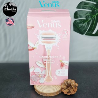 ยิลเลตต์วีนัส ชุดมีดโกน สำหรับผู้หญิง Gillette® Venus Comfortglide White Tea 3 Blades 1 Razor 2 Cartridges