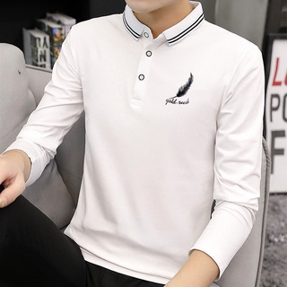 เสื้อโปโลแขนยาวสไตล์เกาหลีแฟชั่นผู้ชาย