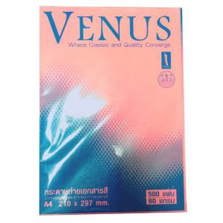 (KTS)กระดาษถ่าย เอกสารสี A4 Venus 80 Gsm. No. 18(สีชมพูอ่อน)