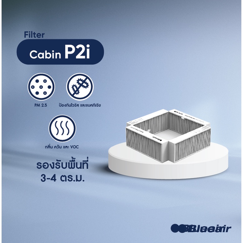 Blueair ไส้กรองอากาศ แผ่นกรองอากาศ รุ่น Blueair Cabin สำหรับเครื่องฟอกอากาศในรถ รุ่น P2i (Particle+Carbon Filter)