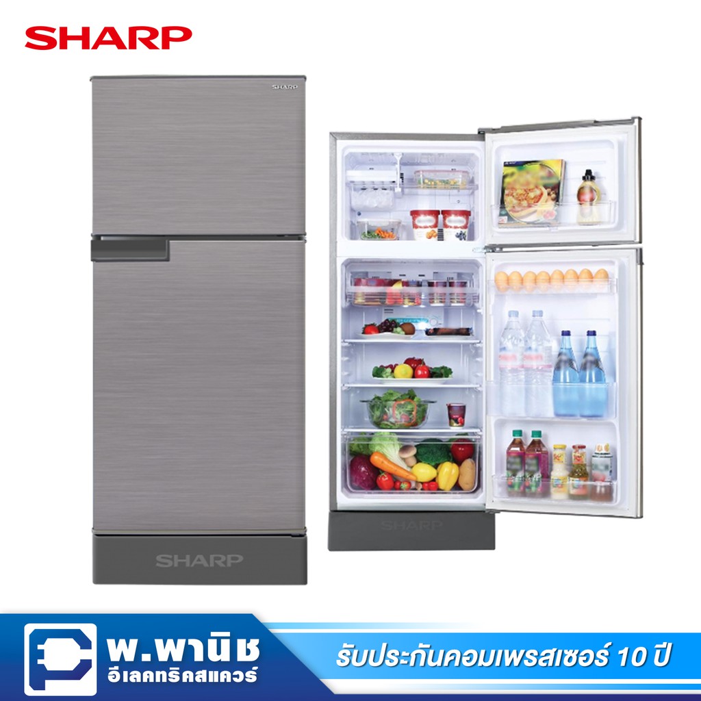 Sharp ตู้เย็น 2 ประตู แบบ No Frost ความจุ 5.4 คิว พร้อมระบบฟอกอากาศ Ag+Nano รุ่น SJ-C15E-MS (สีเงิน)