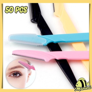 MANINI (50 ชิ้น) มีดโกนกันคิ้ว กันจอน อุปกรณ์เสริมความงาม คมกริบ มีดกันคิ้ว Eyebrow Razor