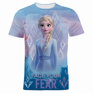 ใหม่ เสื้อยืดลําลอง แขนสั้น พิมพ์ลาย Frozen 3D แฟชั่นฤดูร้อน สําหรับผู้ชาย ผู้หญิง 2022