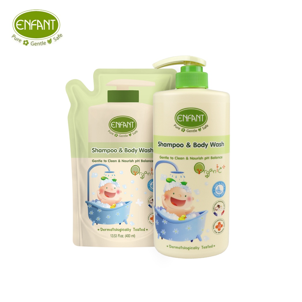 ซื้อ Enfant (อองฟองต์) เซตสุดคุ้ม แชมพูและครีมอาบน้ำORGANIC SHAMPOO & BODYWASH (ชนิดขวด)+รีฟิล(ชนิดถุง) ใช้ได้ตั้งแต่แรกเกิด