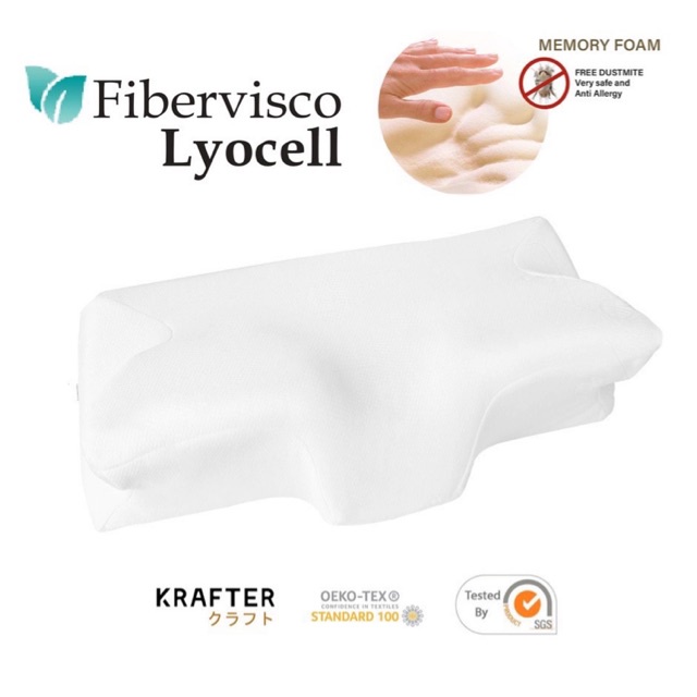 หมอนสุขภาพคอ ลดปวด หมอนเมมโมรีโฟมรองรับสรีระช่วงคอ รุ่น Krafter Japan 6D Curve Memory Foam Pillow ★ 