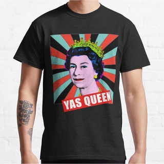 Retro Yas Queen Elizabeth II Her Royal Highness Queen Of England Design Fashion Style Casual Cotton Short Sleeve T-Shirt