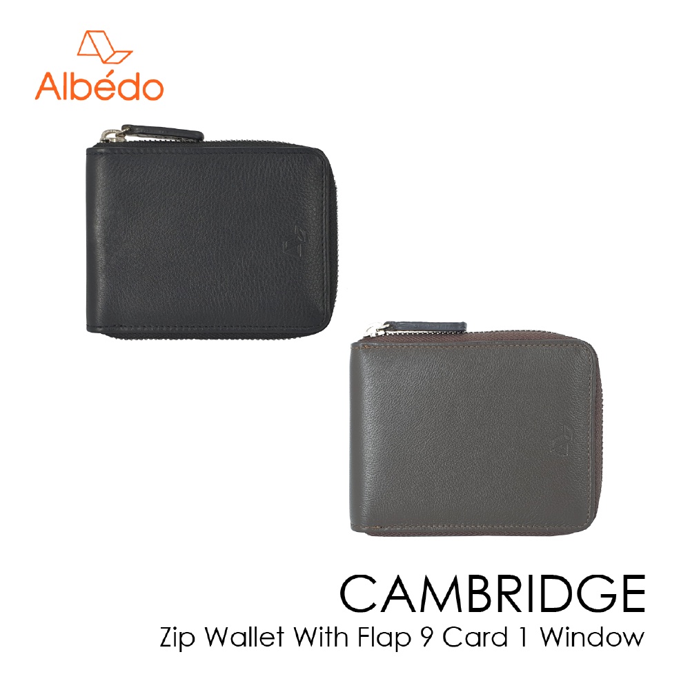 [Albedo] CAMBRIDGE ZIP WALLET WITH FLAP 9 CARD 1 WINDOW กระเป๋าสตางค์/กระเป๋าใส่บัตร รุ่น CAMBRIDGE-CB04099/79