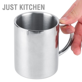 Just Kitchen Portable Stainless Steel Double Wall Mug Anti&amp;#8209;scald Coffee Tea Milk Cup with lid for Home Office Travel