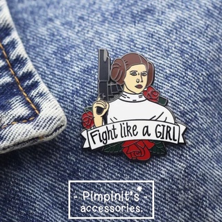 🇹🇭 พร้อมส่ง : เข็มกลัดลายเจ้าหญิงเลอส ออร์กานาโซโล | “Flight Like A Girl” Princess Leia ( Star Wars ) Enamel Brooch Pin.