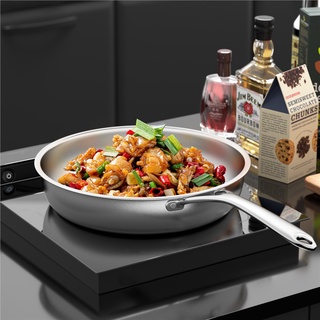 ☬♘Ultra-light Titanium Fry Pan Non-stick Pan Fried Steak Pot Chinese Wok Kitchen Cokware Gift Electromagnetic Furnace Ge