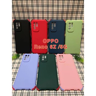 Reno6Z(พร้​อมส่งในไทย)เคสTPU​นิ่ม​สีพื้นปุ่มสีแบบคลุมกล้องOPPO Reno6Z 5G/OPPO A16