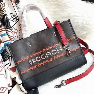 (แท้ 💯%‼) COACH C1527 DEMPSEY CARRYALL IN SIGNATURE CANVAS WITH FAIR ISLE GRAPHIC