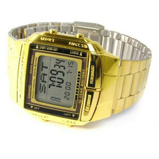 Casio Data Bank  รุ่น DB-360G-9A นาฬิกาข้อมือผู้ชาย/ผู้หญิง  สายสแตนเลสสีทอง