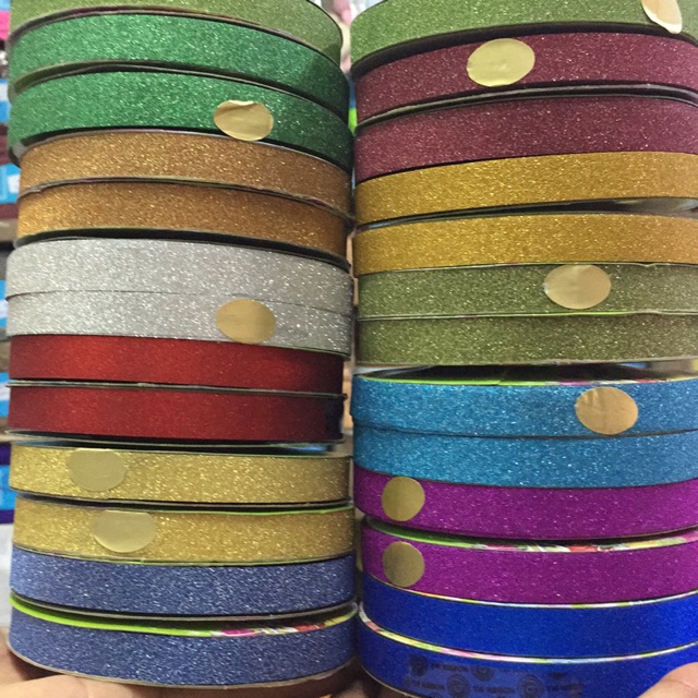 ริบบิ้นกากเพชร.Tw502 เบอร์2/12มิล(50หลา)มาใหม่สีพิเศษสดมากๆ