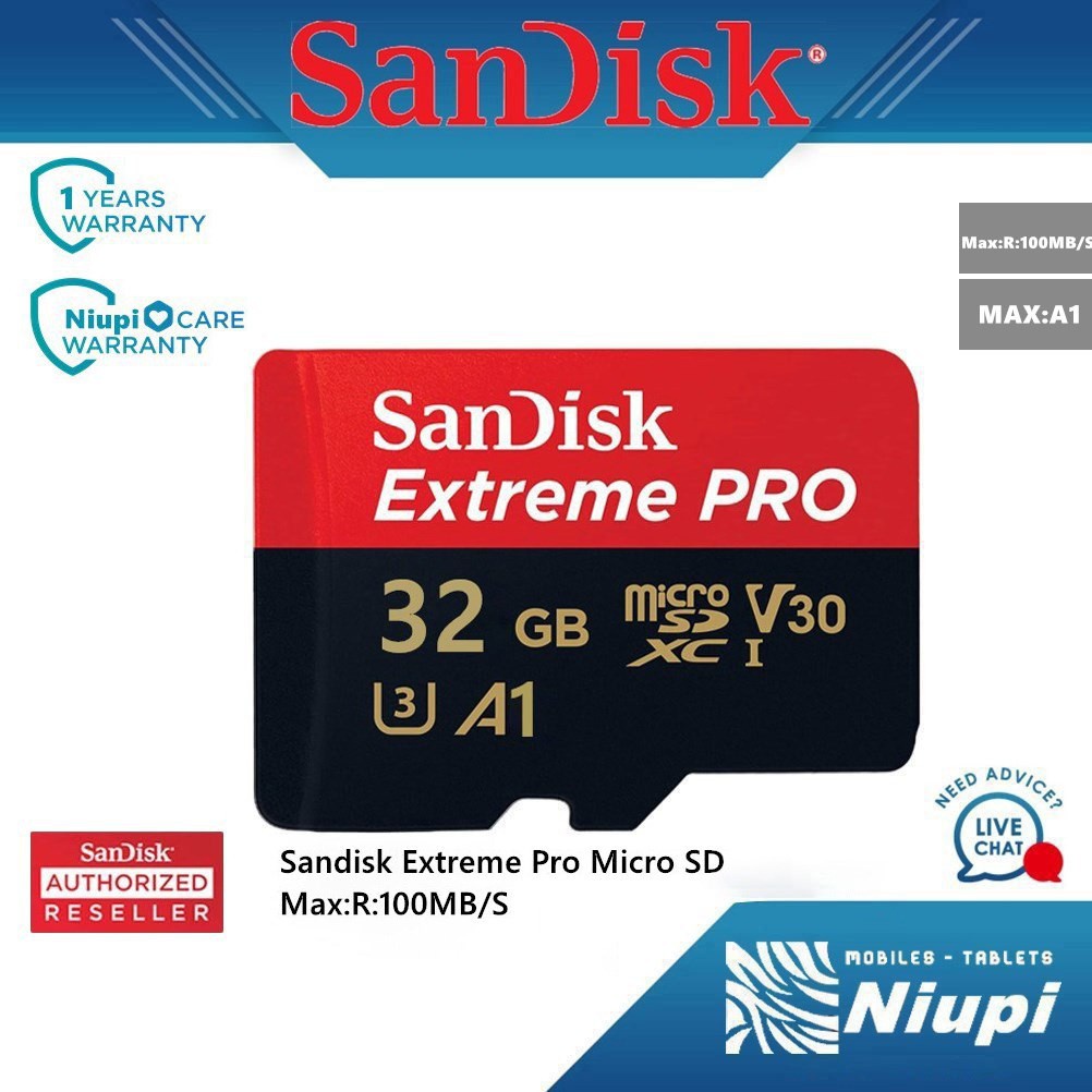 SanDisk Extreme Pro เมมโมรี่การ์ดของแท้ Micro SD Card 32GB ความเร็ว