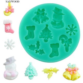 ครัว Bake Tool DIY คริสต์มาสเบลล์เกล็ดหิมะเกล็ดหิมะซิลิโคนเค้ก Candy Mould