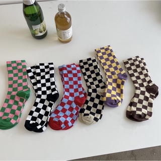 [พร้อมส่ง] Checkered Socks | Toastytoast.stuff ถุงเท้าลายตาราง