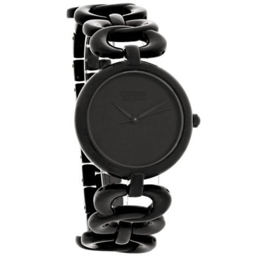 Citizen  Eco-Drive Black Stainless Steel Black Dial Watch นาฬิกาข้อมือผู้หญิง รุ่น EM0225-50E