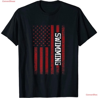 เสื้อยืดยอดนิยม USA Flag American America Swimming Team Swimmer T-Shirt Short sleeve T-shirts