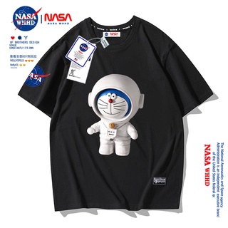 เสื้อยืดแขนสั้น ผ้าฝ้าย พิมพ์ลายการ์ตูนแมว Nasa สําหรับผู้ชาย และผู้หญิง