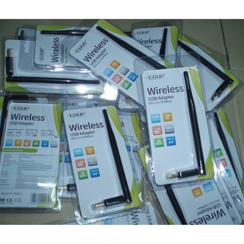 EDUP[EP-MS8551] 150Mbps 2.4GHz wifi adapter with 6dBi antenna support windows and mac iOS