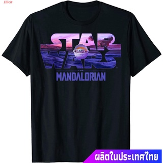 เสื้อยืดกีฬา Star Wars The Mandalorian The Child Logo Fill T-Shirt Short sleeve T-shirts