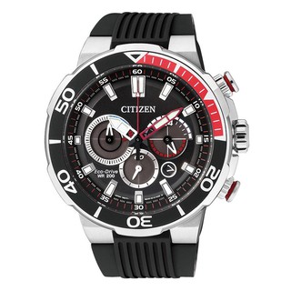 CITIZEN Eco-Drive Chronograph CA4250-03E - Silver/Black-Red สายยาง Black