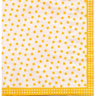 Pladao Napkin 2847 ภาพ ลายแต่ง ลายจุด Dot จุดเหลืองสลับจุดขาว กระดาษแนพกิ้น สำหรับงานศิลปะ เดคูพาจ decoupage ขนาดL 33x33