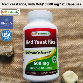 ข้าวยีสต์แดง Red Yeast Rice with CoQ10 600 mg 120 Capsules - Best Naturals