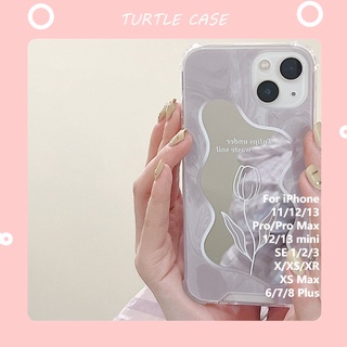 [พร้อมส่ง] เคสโทรศัพท์มือถือ ลายหินอ่อน พร้อมกระจก สําหรับ Apple iPhone 14 13 12 11 PROMAX XS XR XSMAX SE2020 6 7 8PLUS MINI