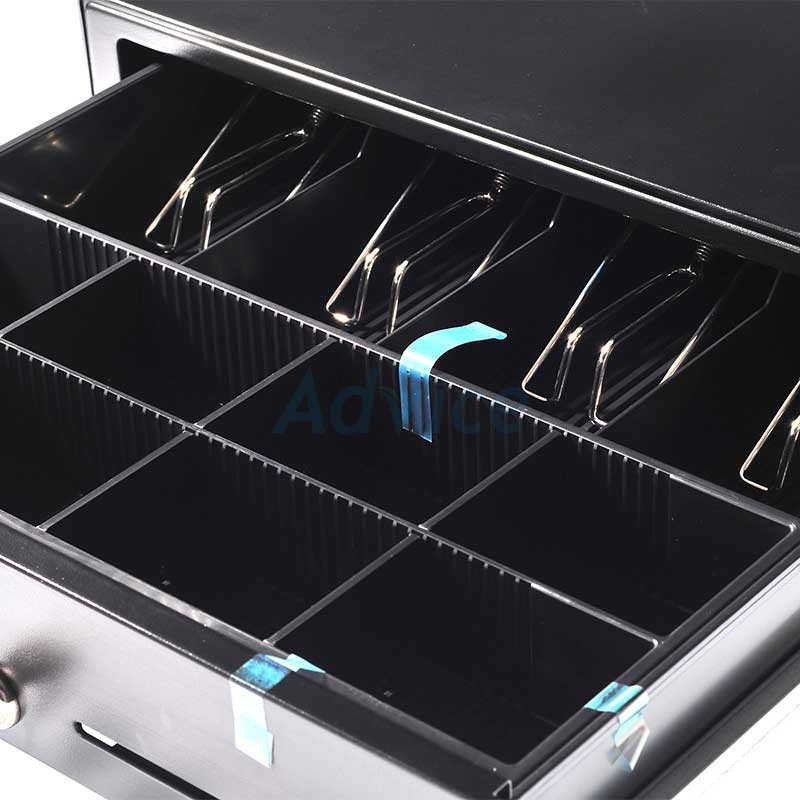 Cash Drawer Maken MK-420 (Black) ลิ้นชักเก็บเงิน 4 ช่องเก็บแบ็งค์  8 ช่องเก็บเหรียญ