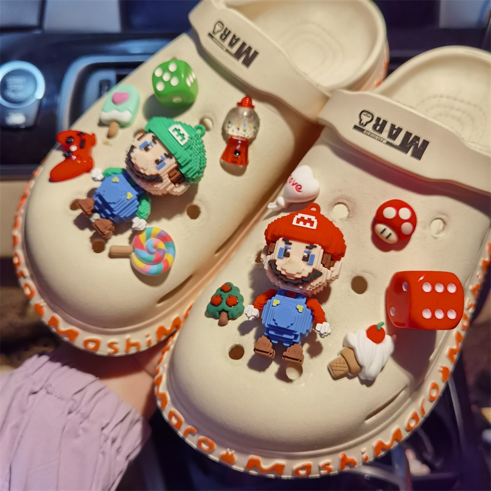 น่ารักคุกกี้ไอศกรีม Jibits croc ชุด Super Mario เกม Jibbits Chain Macaron รองเท้า Charms เกมคอนโซล Jibitz Crocks สําหรับเด็กรองเท้าอุปกรณ์เสริมตกแต่ง