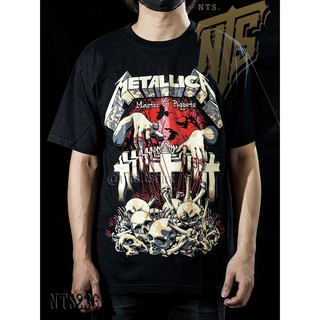 【Hot】NTS​ 236 Metallica Master Of Puppets เสิ้อยืดดำ เสื้อยืดชาวร็อค เสื้อวง New Type System NTS Rock brand Sz. S M L XL