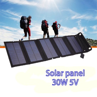 Solar Cell 30W พลังงานแสงอาทิตย์แผงเครื่องชาร์จ USB ระบบแบตเตอรี่ V 5V แบบพกพาพับพลังงาน Sunpower Camping ชุด