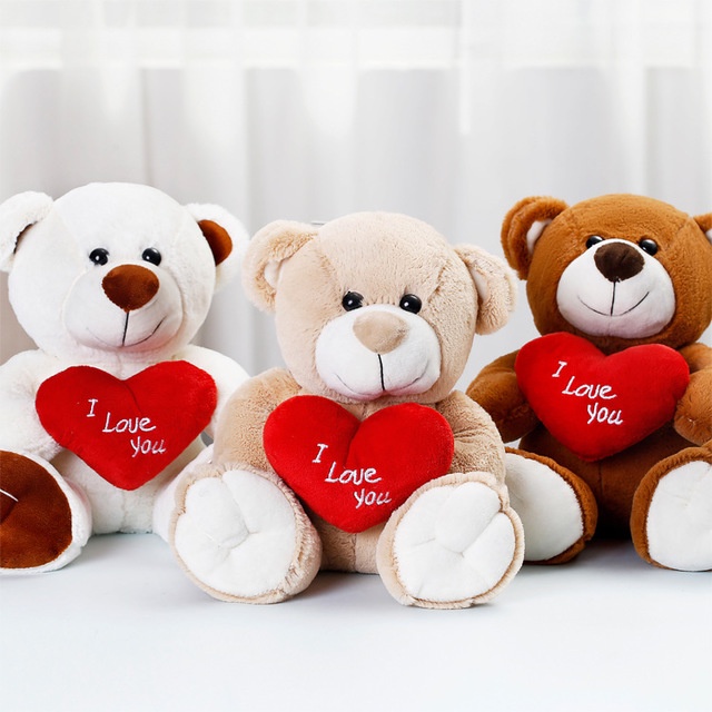 6 Models New Cute Teddy Bear Stuffed Plush Toy Bear Hugging Heart Bear