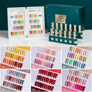 AS Box Set สีเจล 30 สี รุ่นใหม่ ขวดเขียวหรูหรา แถมฟรีสมุดชาร์ตสีสำเร็จพร้อมตั้งโชว์ 15ml ยาทาเล็บเจล