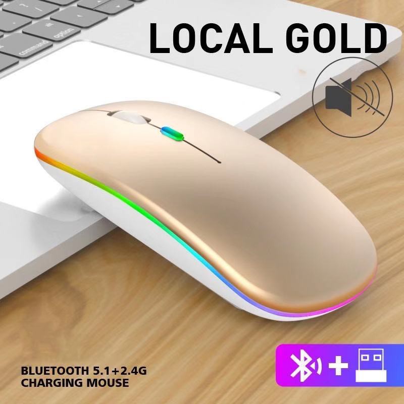 เมาส์ไร้สาย wireless mouse 2.4GHz + Bluetooth มีไฟ RBG เปลี่ยนสีได้ เม้าส์ไร้สาย เมาส์บลูทูธ