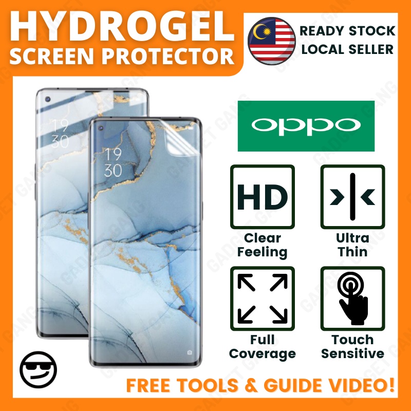 OPPO Hydrogel ป้องกันหน้าจอ Reno 7 7Pro 7Z 6 6Pro 6Z 5 5Pro 4 ทุกรุ่นที่มีอยู่ Gadget Gang