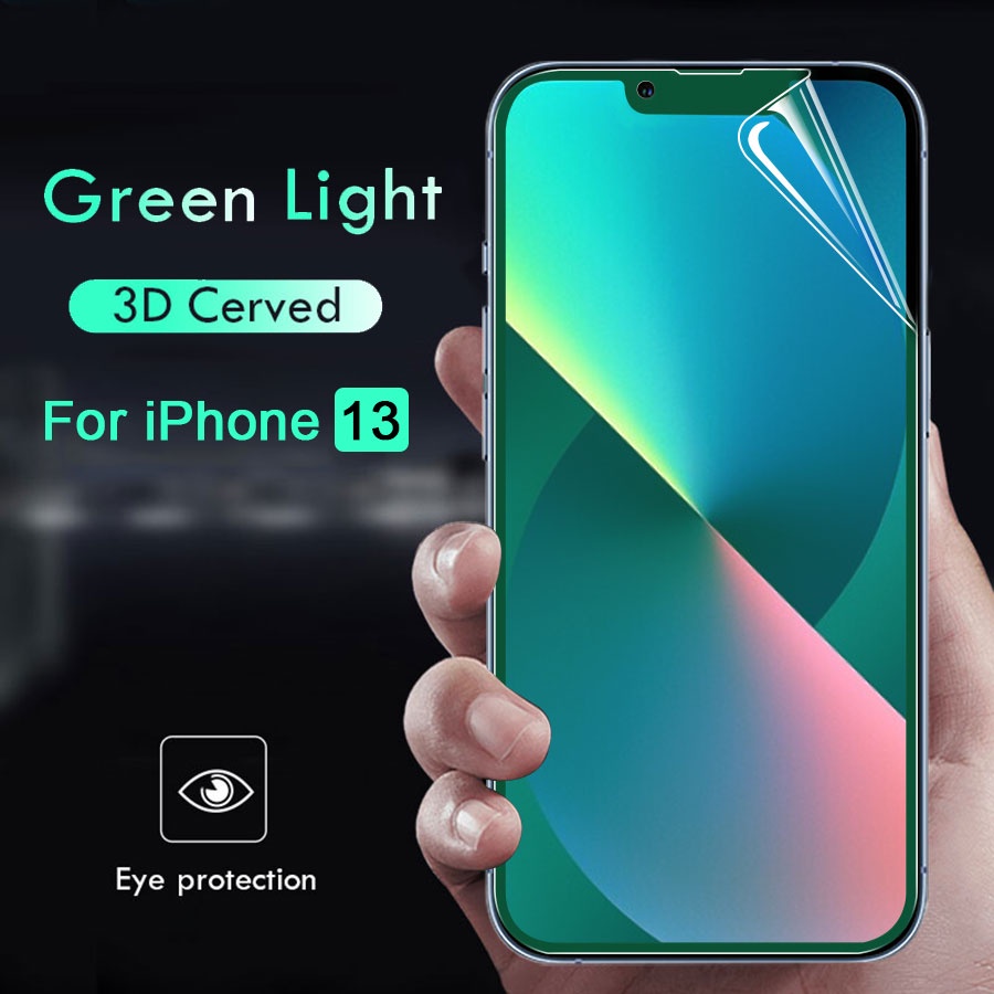 9D Clear Anti Blue Ray Green Light ไฮโดรเจนฟิล์มกันรอยหน้าจอใส For iPhone 13 12 11 Pro Max 13 12 mini XS XR X 8 7 6 6s Plus SE 2020