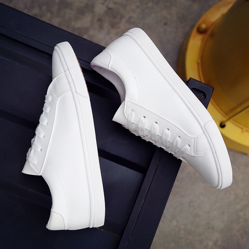 New Spring And Summer Lace Up White Shoes Women Flat Leather Shoes Female White Board Casual 7826