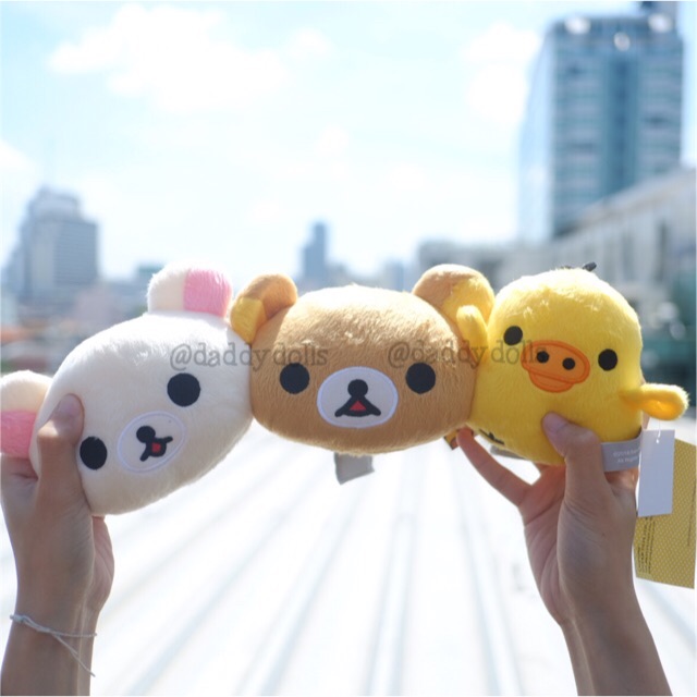 พวงกุญแจ หน้า Rilakkuma คุมะ & Korilakkuma โคริลัคคุมะ & Tori โทริ ยิ้ม 4นิ้ว